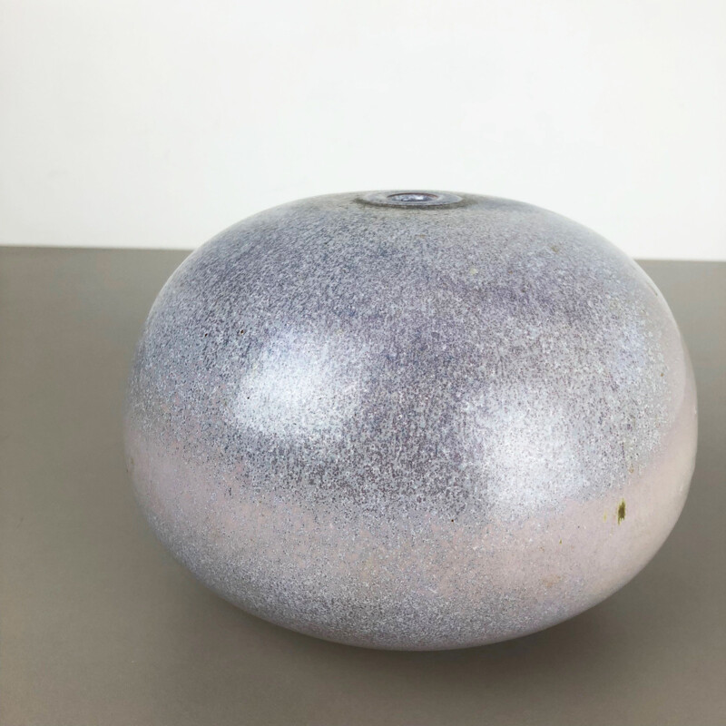 Vintage vase for Wolfgang Meer in purple and white ceramic 1980