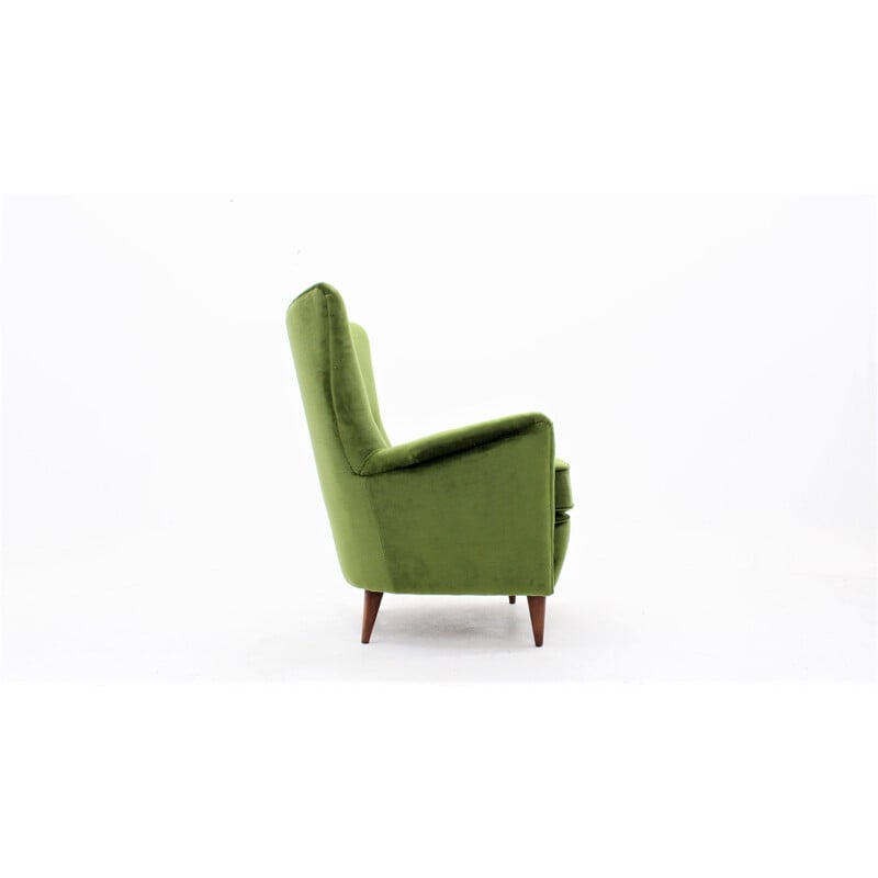 Vintage green velvet armchair 1950s