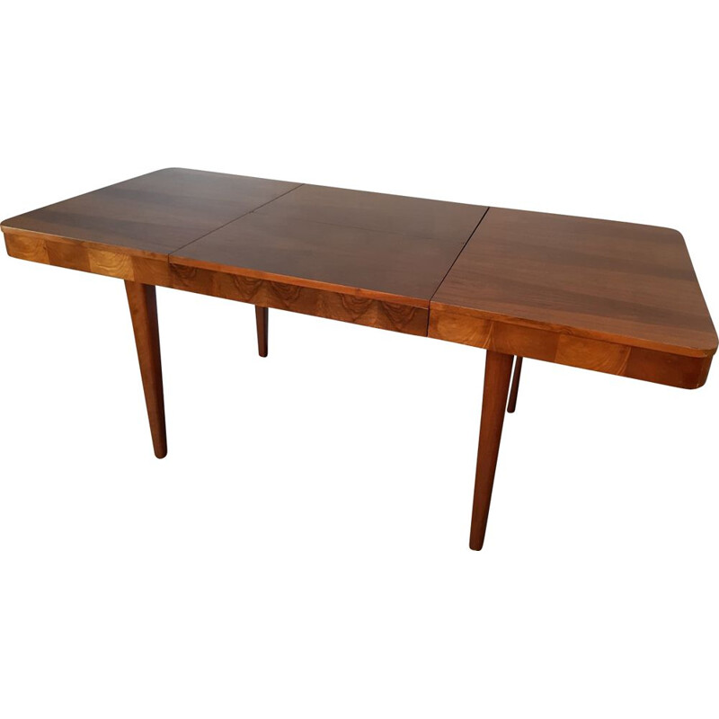 Vintage extendable table for UP zavody in walnut 1950