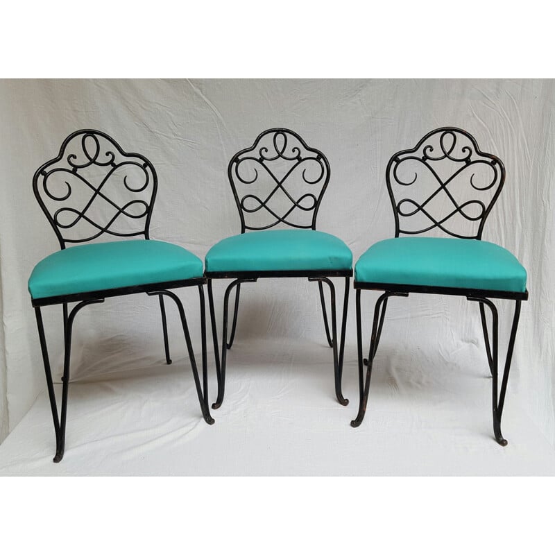 Set of 6 chairs in wrought iron, René PROU - 1930s