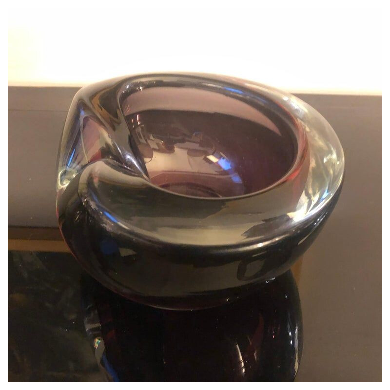 Vintage ashtray in Murano glass purple Italy 1970