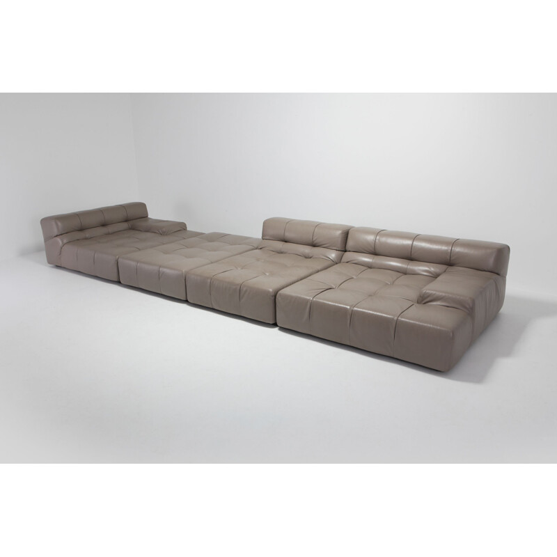 Vintage sectional sofa Tufty Time in taupe leather by Patricia Urquiola for B&B Italia 2010s