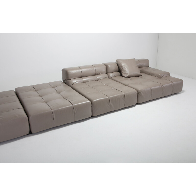 Vintage sectional sofa Tufty Time in taupe leather by Patricia Urquiola for B&B Italia 2010s