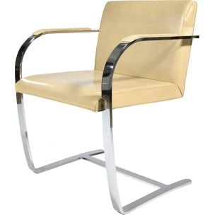 Vintage chair for Knoll in beige leather and metal 1930