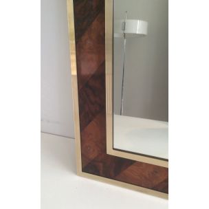 French vintage mirror in wood and brass 1960