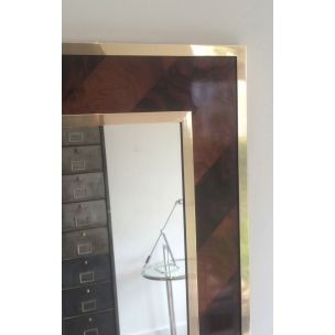 French vintage mirror in wood and brass 1960