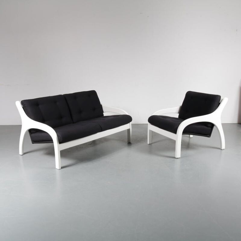 Vintage sofa and lounge chair Vivalda by Claudio Salocchi for Sormani, Italy 1960
