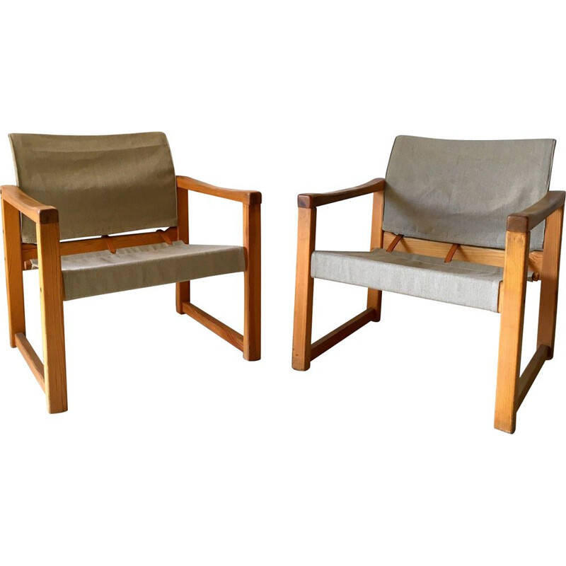 Set of 2 vintage safari chairs by Karin Mobring