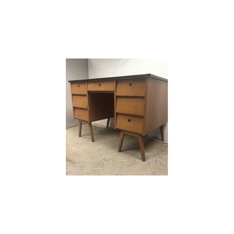 Vintage beech and formica writing desk - 1950s