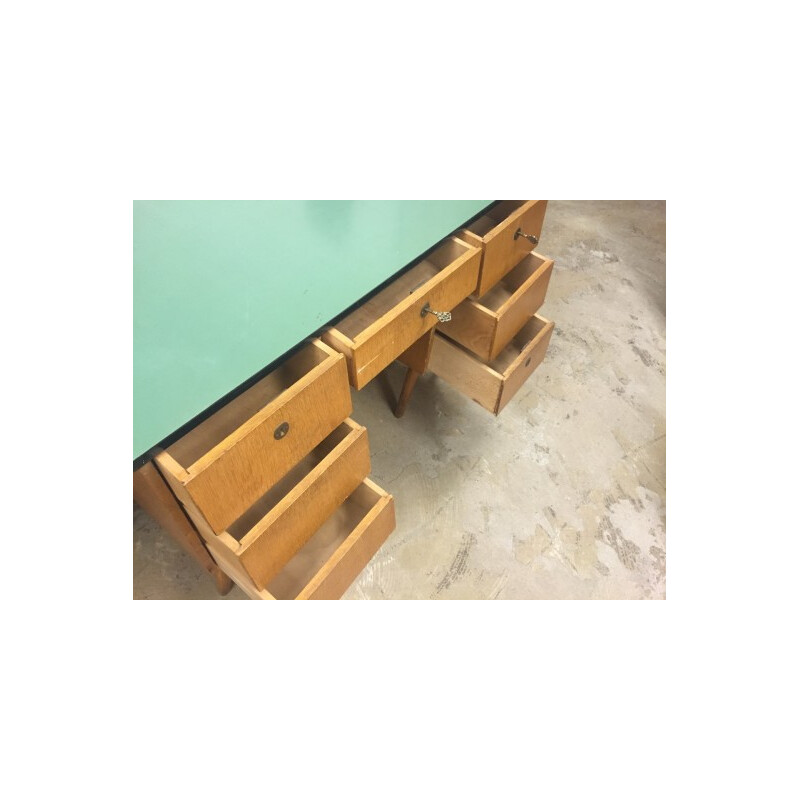 Vintage beech and formica writing desk - 1950s