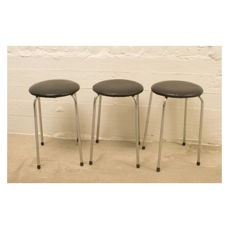 14 vintage stools chrome and faux leather Belgium 1970s