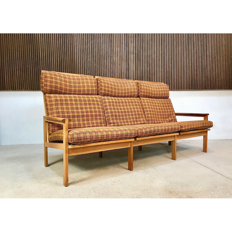Vintage danish Capella sofa for Niels Eilersen in wool and oakwood 1960s