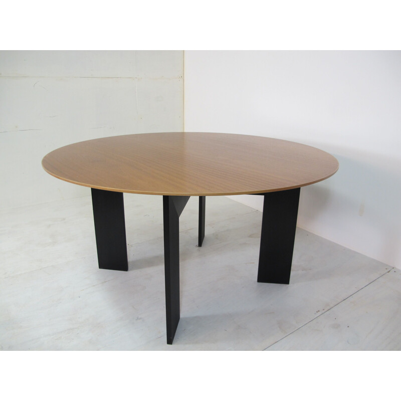 Vintage german table for Rosenthal in teak and black aluminium 1980s