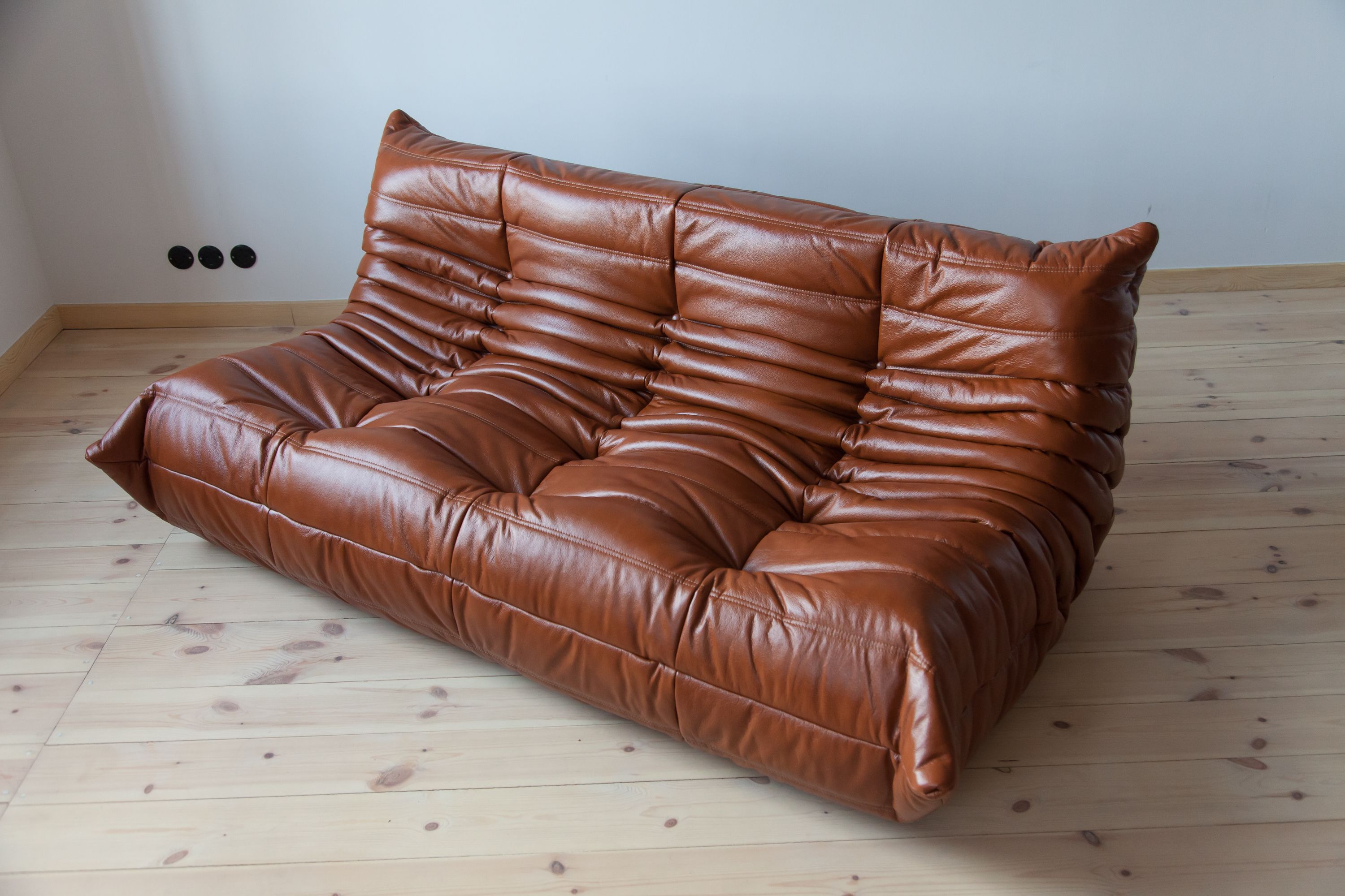 Vintage 3seater Togo sofa for Ligne Roset in brown