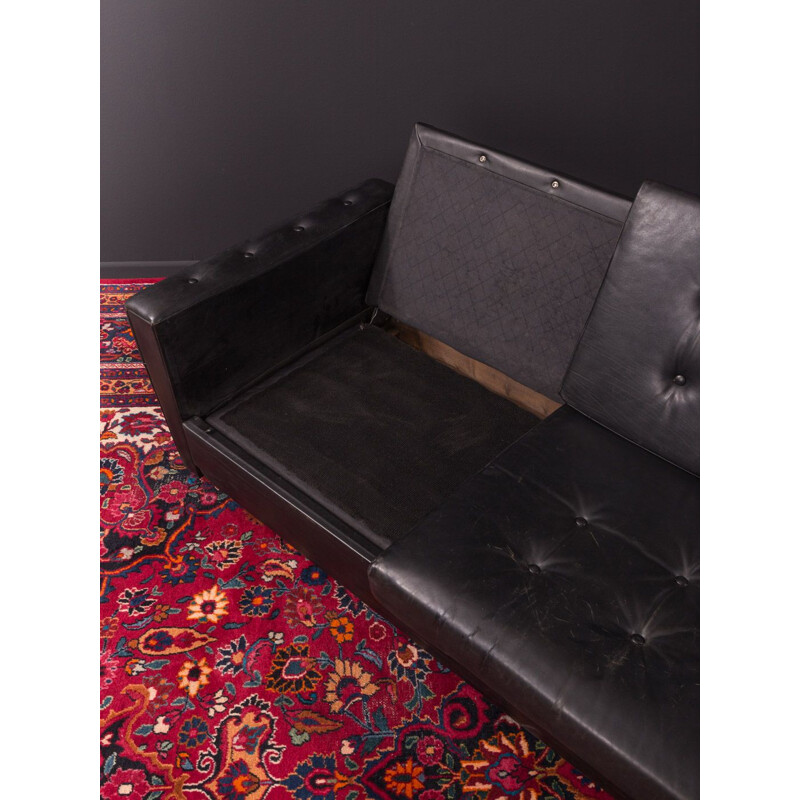 Vintage german sofa in black leather 1960s