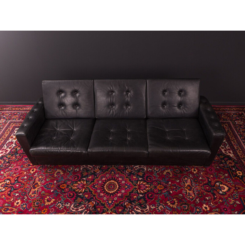 Vintage german sofa in black leather 1960s