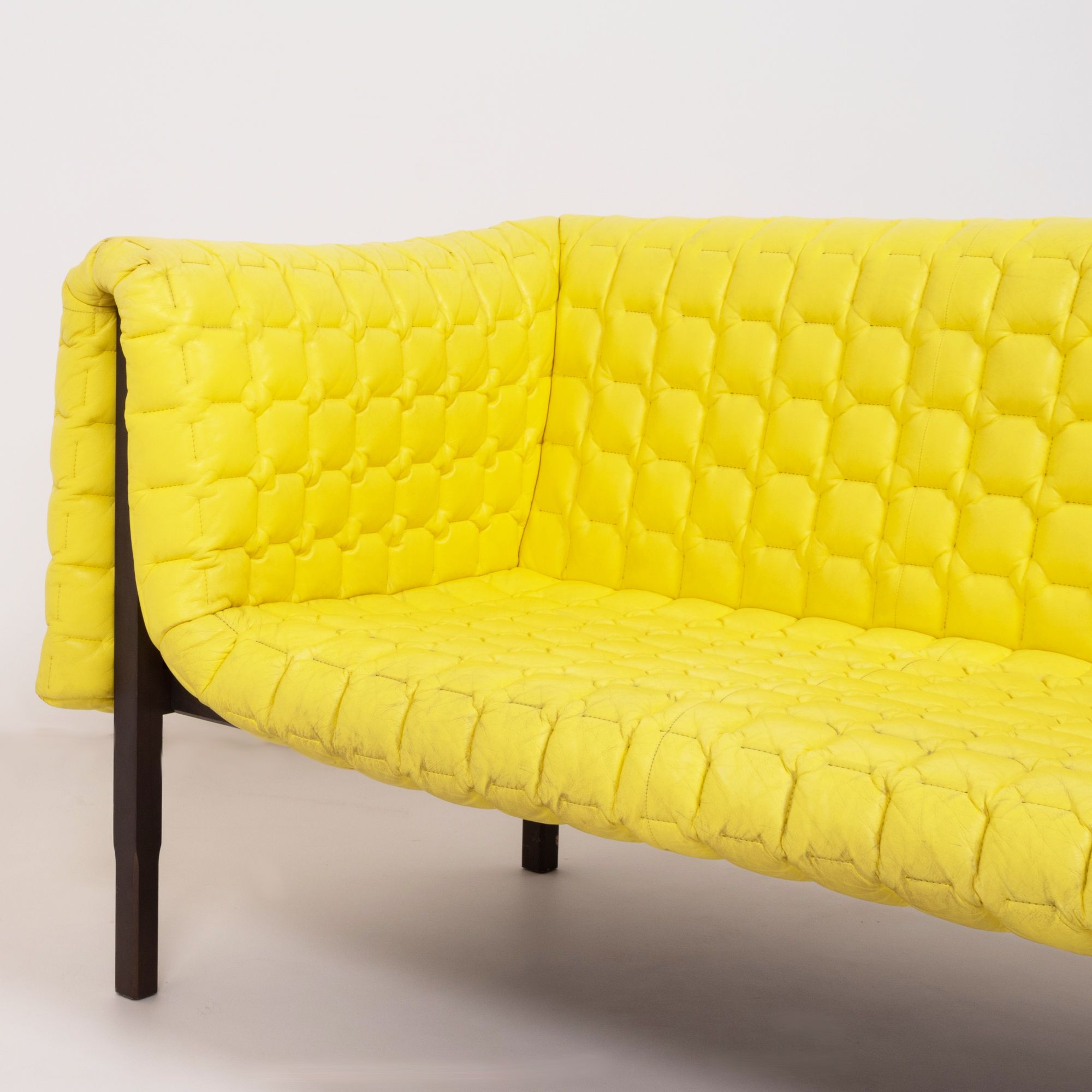 Vintage Sofa, Ruché Model in Yellow Leather Sofa by Inga ...