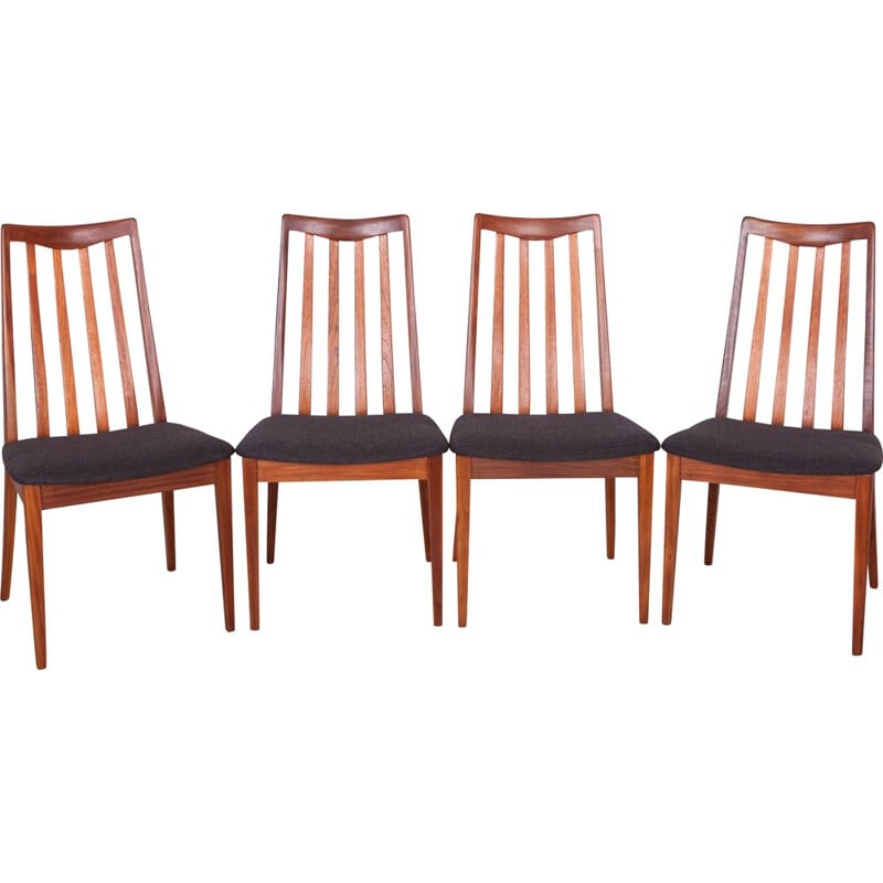 Set of 4 vintage chairs for G-Plan in black fabric and teak 1960s