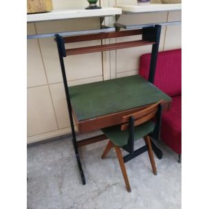 Vintage set of desk and chair in wood and metal by the Reguitti brothers, Italy, 1960s