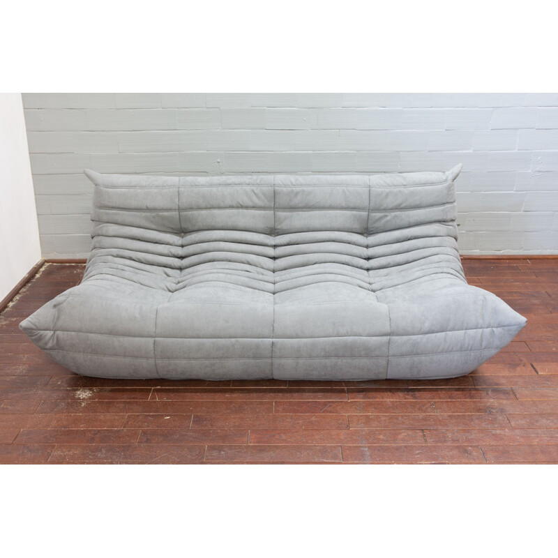 Vintage sofa Togo for Ligne Roset in light grey microfibre 1970s