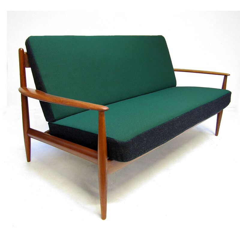 Vintage sofa in teak and kvadrat fabric by Grete Jalk, 1950s