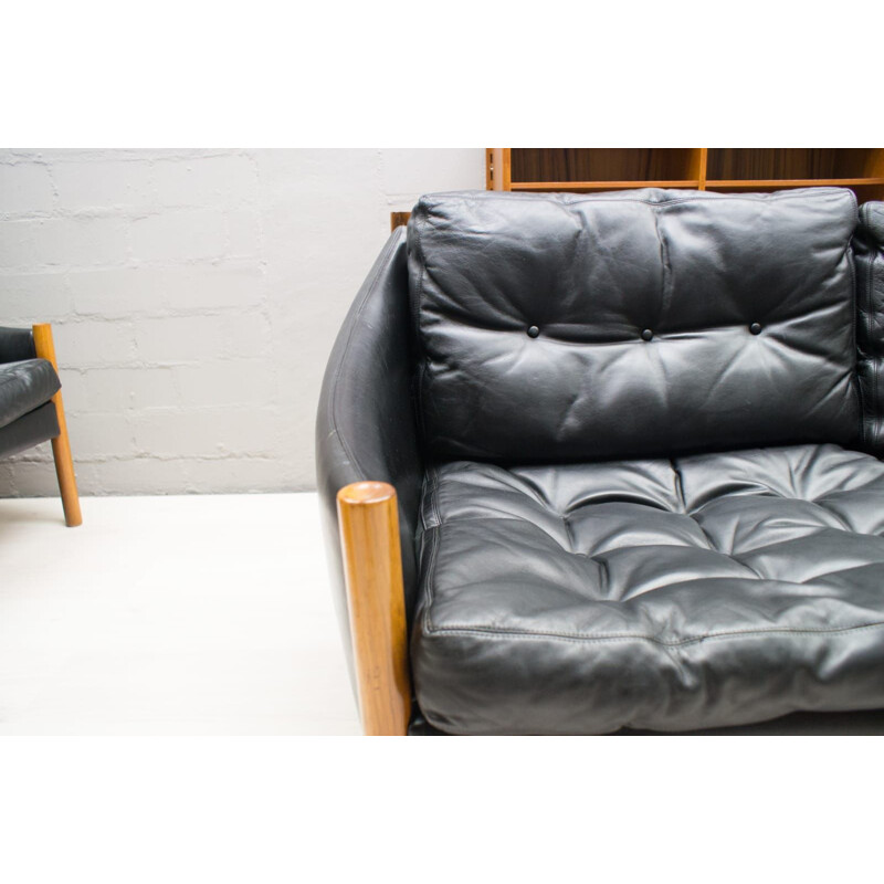 Vintage scandinavian leather 3-Seat Sofa, 1960
