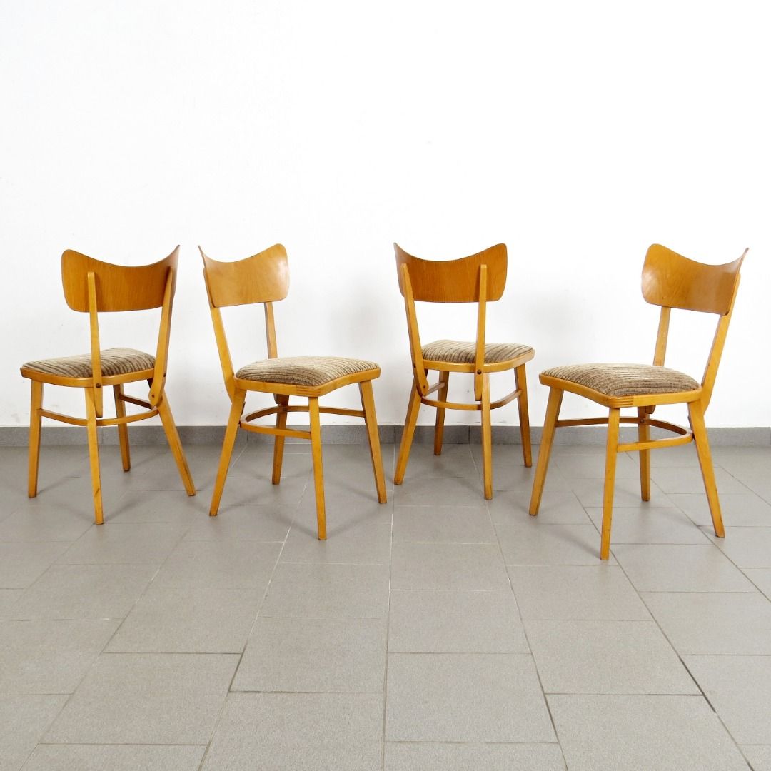 set of 4 vintage dining chairs czechoslovakia 1960