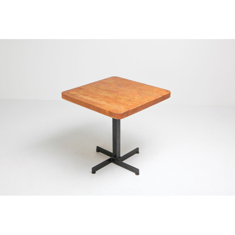 Vintage square table "Les Arcs" by Charlotte Perriand, 1960s