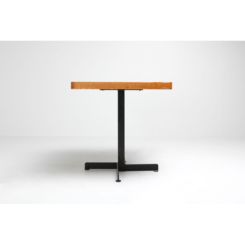 Vintage square table "Les Arcs" by Charlotte Perriand, 1960s