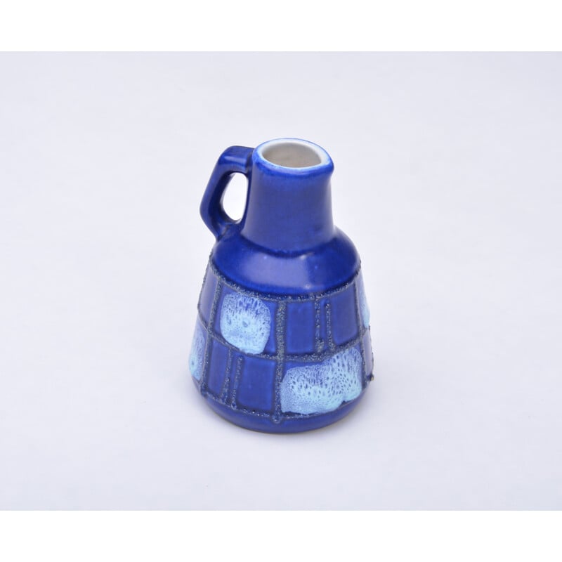 Blue vintage ceramic vase by Strehla Keramik, 1950s