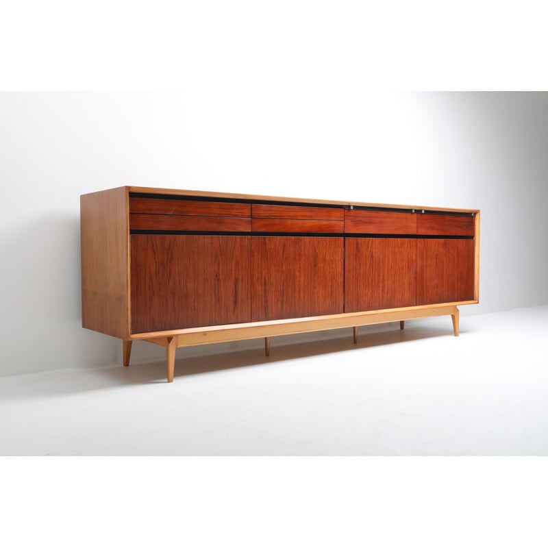 Vintage credenza in rosewood and walnut  by De Coene, 1970s