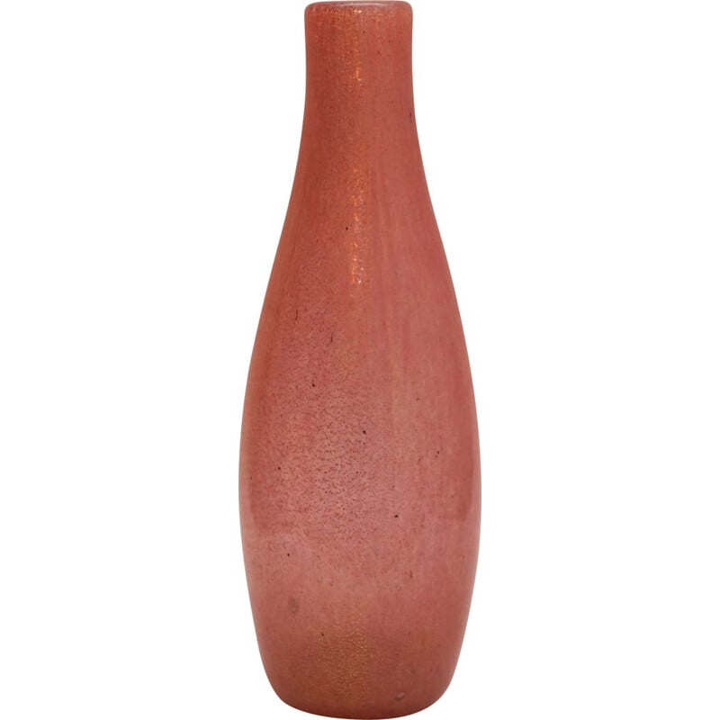 Vintage Murano glass vase in pink and gold, 1940s
