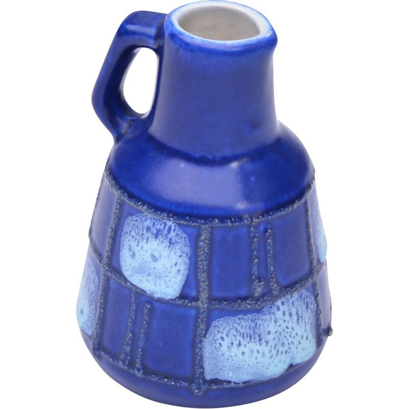 Blue vintage ceramic vase by Strehla Keramik, 1950s