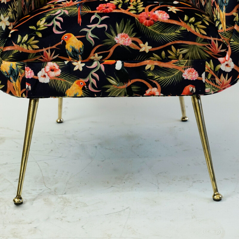 Vintage Italian Velvet Armchair by Gigi Radice for Minotti