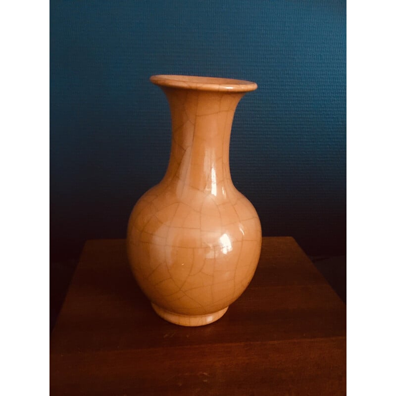 Vintage enamelled ceramic vase by Pol Chambost