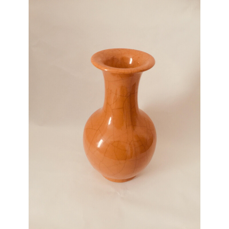Vintage enamelled ceramic vase by Pol Chambost