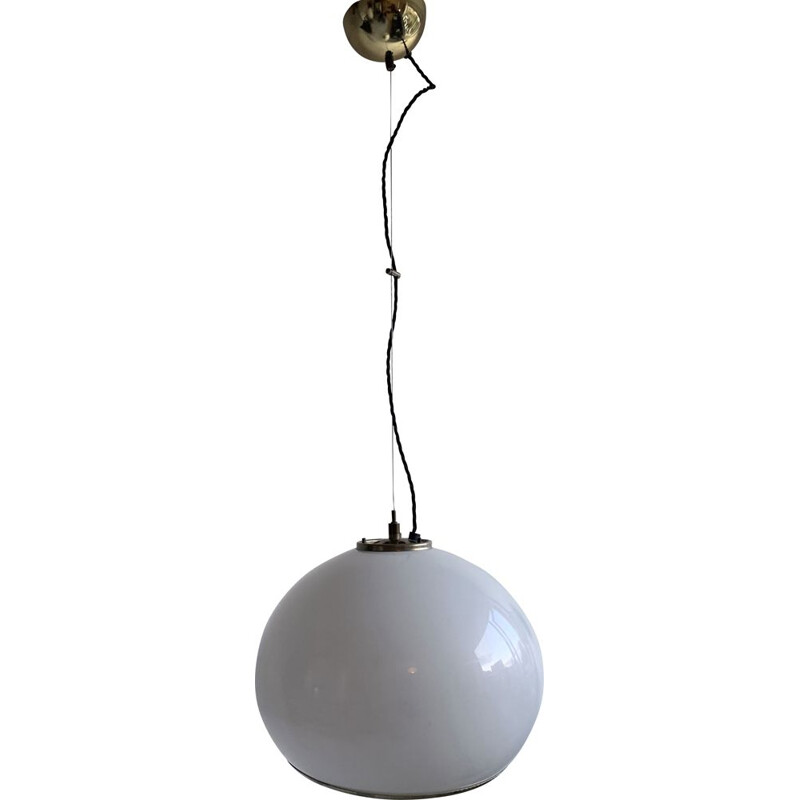Vintage plastic and brass "Bud" hanging lamp by Guzzini for Meblo, Slovenia, 1970