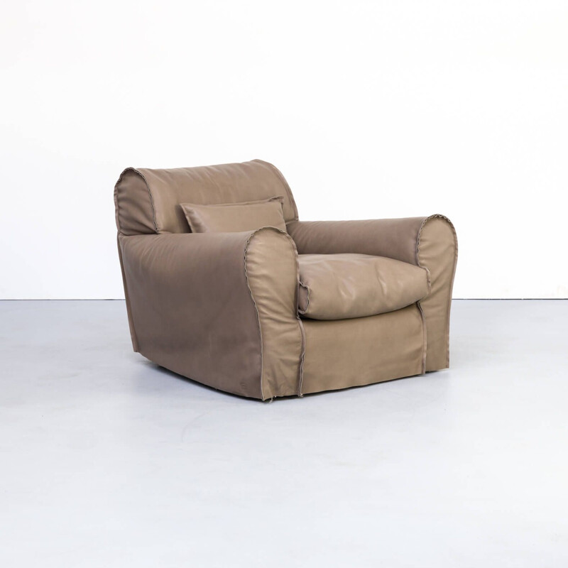 Leather Feather armchair by Paola Navone for Baxter, 1970s