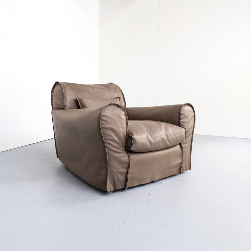 Leather Feather armchair by Paola Navone for Baxter, 1970s