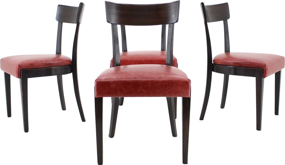 1950s Red Leather Dining Chairs For Up, Red Leather Dining Chairs With Arms