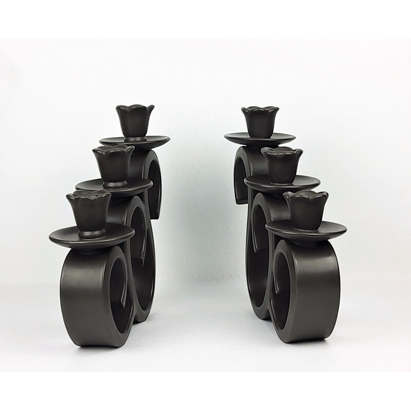 Large vintage ceramic candleholders from Giraud-Vallauris, France, 1950