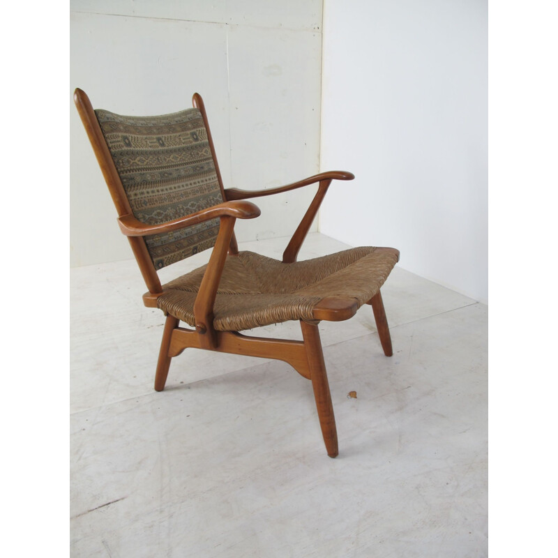Dutch walnut vintage armchair from De Ster Gelderland, 1950s
