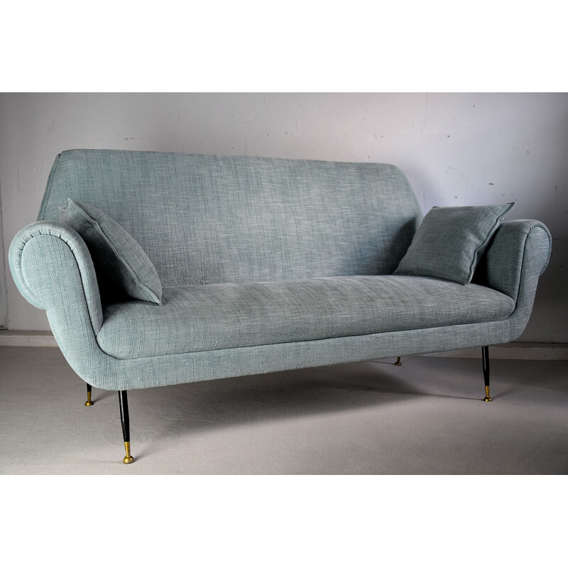 Minotti Light Green vintage Sofa by Gigi Radice, 1950s
