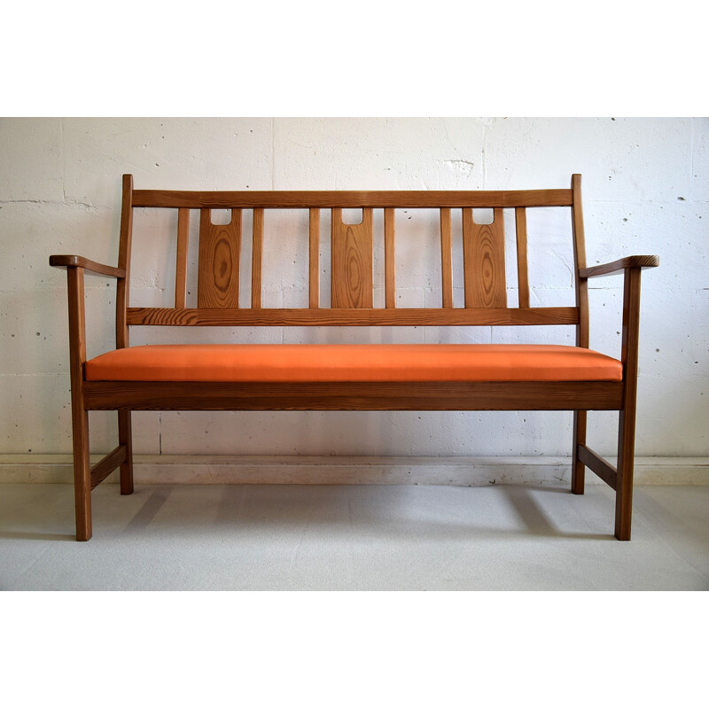 Vintage Two-Seat Bench in pine by Yngve Ekström 