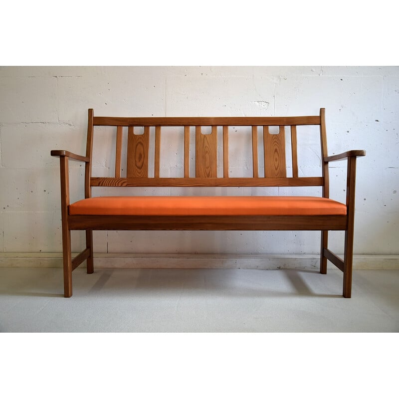Vintage Two-Seat Bench in pine by Yngve Ekström 